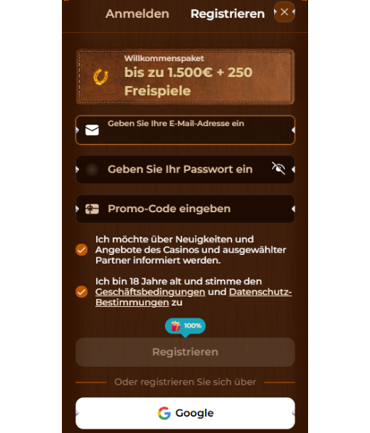Rodeoslot Registrierung